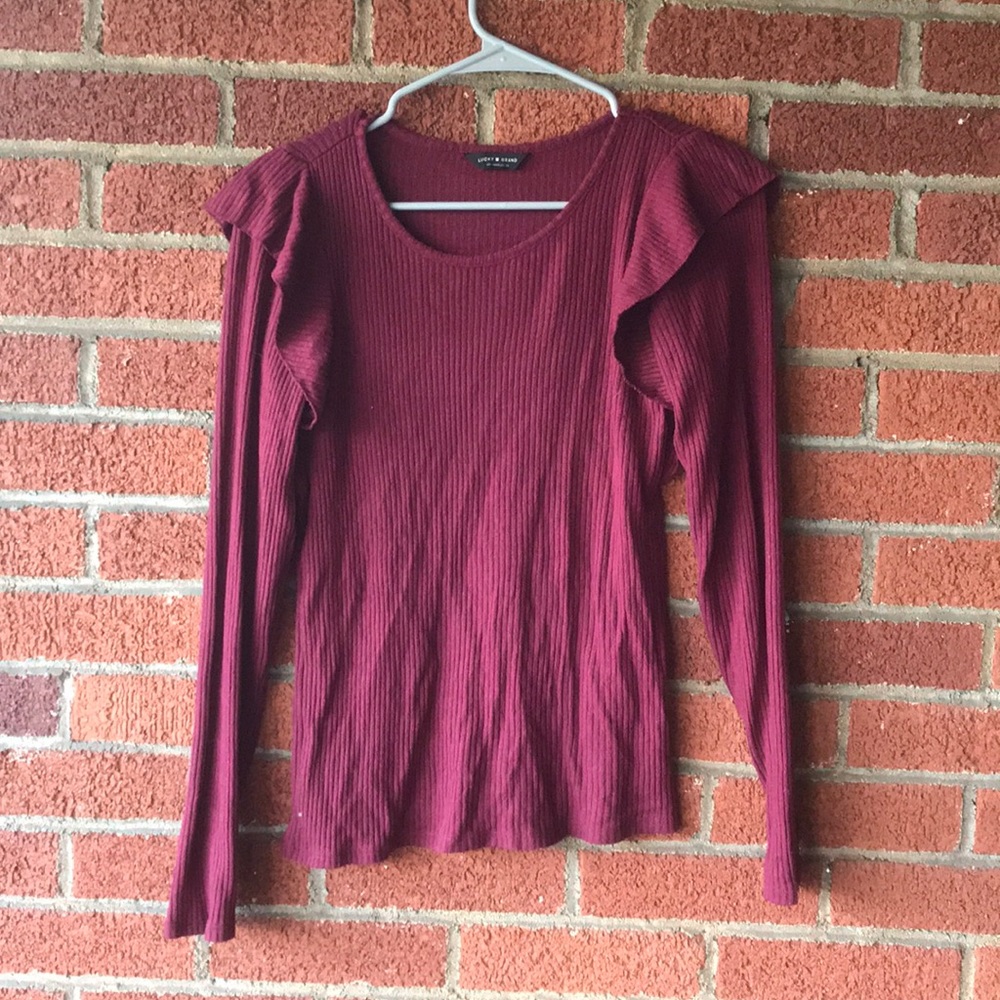 Lucky brand ruffle sleeve sweater